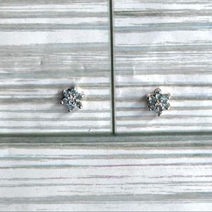 Sterling silver and aquamarine flower pierced earrings